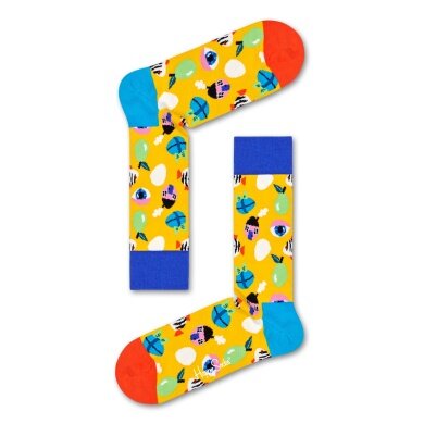 Happy Socks Tagessocke Crew Fantasy Eggs gelb 1er