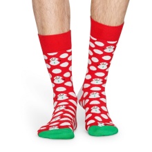 Happy Socks Tagessocke Crew Big Dot Snowman (Schneemann) rot/grün - 1 Paar