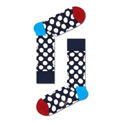 Happy Socks Tagessocke Crew Big Dot Snowman (Schneemann) navyblau - 1 Paar