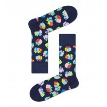 Happy Socks Tagessocke Crew Happy Birthday Gift (Geschenk) dunkelblau - 1 Paar