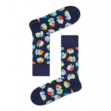 Happy Socks Tagessocke Crew Happy Birthday Gift (Geschenk) dunkelblau - 1 Paar