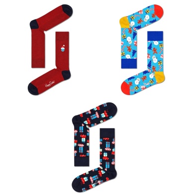 Happy Socks Tagessocke Crew Decoration Time Gift Set blau/rot <b>Geschenkbox </b> - 3 Paar