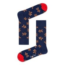 Happy Socks Tagessocke Crew Gingerbread (Lebkuchen) navyblau/rot - 1 Paar