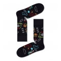 Happy Socks Tagessocke Crew Ho Ho Ho Christmas schwarz - 1 Paar