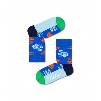 Happy Socks Tagessocke Crew Kids Crocodile (Krokodil) blau Kinder - 1 Paar