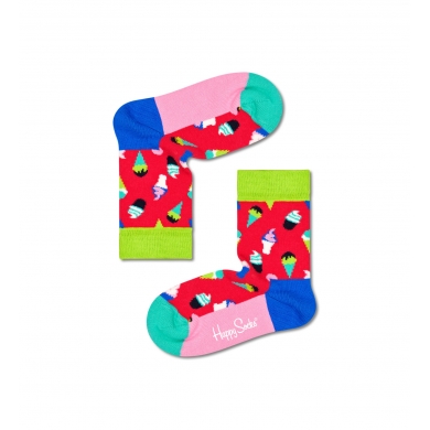 Happy Socks Tagessocke Crew Kids Ice Cream (Eiscreme) magentarot Kinder - 1 Paar