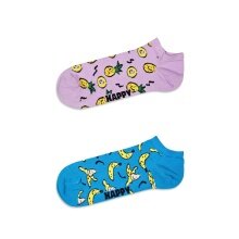 Happy Socks Tagessocke Sneaker Low Fruit (Ananas/Banane) fliederpink/blau - 2 Paar