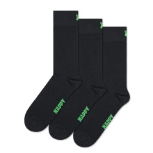 Happy Socks Tagessocke Crew Solid schwarz - 3 Paar