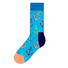 Happy Socks Tagessocke Crew Big Anchor (Anker) hellblau - 1 Paar