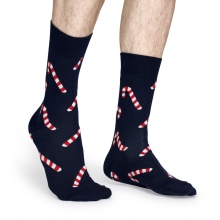 Happy Socks Tagessocke Crew Candy Cane (Zuckerstange) navyblau - 1 Paar