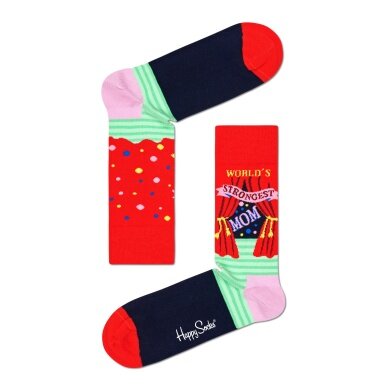 Happy Socks Tagessocke Crew World´s Strongest Mom rot/pink - 1 Paar