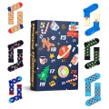 Happy Socks Tagessocke Crew Weihnachtsspecial #2 - Adventskalender mit 24 Paar - blau