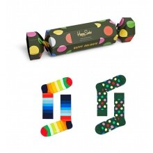 Happy Socks Tagessocke Crew Classic Holiday Gift grün Geschenkbonbon - 2 Paar