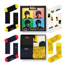 Happy Socks Tagessocke Crew The Beatles Geschenkbox schwarz - 4 Paar