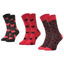 Happy Socks Tagessocke Crew Heart (Herz) schwarz Geschenkbox 3er