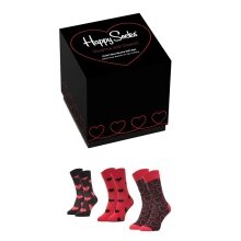 Happy Socks Tagessocke Crew Heart (Herz) schwarz Geschenkbox 3er