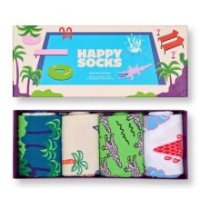 Happy Socks Tagessocke Crew Pool Party Gift Sest bunt <b>Geschenkbox </b> - 4 Paar