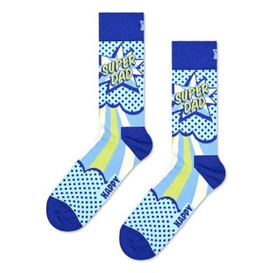 Happy Socks Tagessocke Crew Super Dad hellblau - 1 Paar