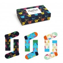 Happy Socks Tagessocke Crew Mixed Dogs (Hunde) Geschenkbox - 3 Paar