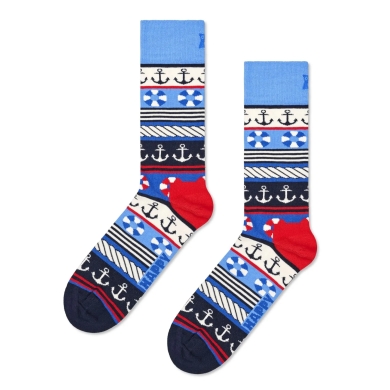 Happy Socks Tagessocke Crew Marine Mix blau- 1 Paar