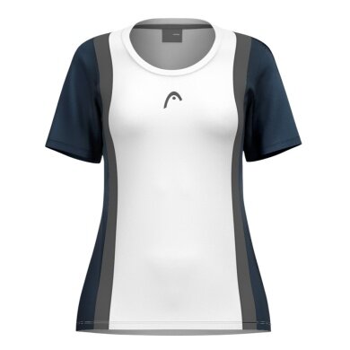 Head Tennis-Shirt Club 25 Tech (100% Polyester, schnelltrocknend) weiss/navyblau Damen