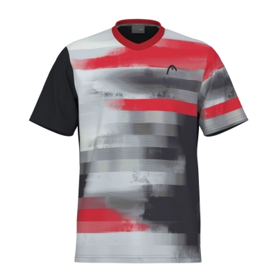 Head Tennis-Tshirt Topspin 2024 (V-Ausschnitt) schwarz/grau/rot Jungen