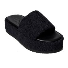 Hebe Athens Sandale Puffy Ibiza Flatform Slide schwarz Damen