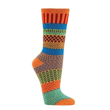 HomeOfSocks Wollsocken Hygge mehrfarbig orange/blau/grün - 1 Paar