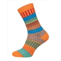 HomeOfSocks Wollsocken Hygge mehrfarbig orange/blau/grün - 1 Paar