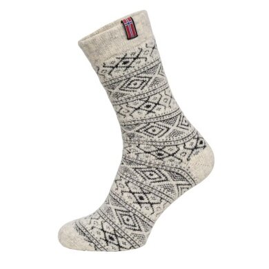 HomeOfSocks Wollsocke Skandinavisch Flag Norwegen wollweiss/anthrazit - 1 Paar