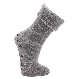 HomeOfSocks Wollsocke mit Anti-Rutsch und ABS-Druck grau - 1 Paar