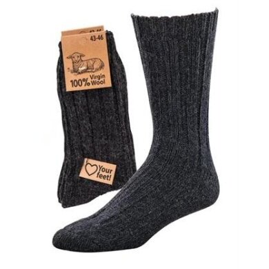 HomeOfSocks Wollsocken 100% Virgin Wool grau - 2 Paar