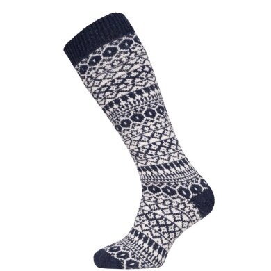 HomeOfSocks Kniestrümpfe Skandinavisch Norwegen (Lammwolle) navyblau - 1 Paar