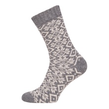 HomeOfSocks Wollsocke Hygge Wintermuster grau Damen - 1 Paar