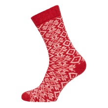 HomeOfSocks Wollsocke Hygge Wintermuster rot Damen - 1 Paar