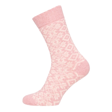 HomeOfSocks Wollsocke Hygge Wintermuster rosa Damen - 1 Paar