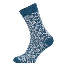 HomeOfSocks Wollsocke Hygge Wintermuster blau Damen - 1 Paar