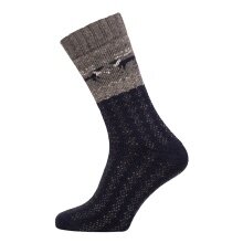 HomeOfSocks Wollsocken Thick Skandinavisch Rentier navyblau/grau - 1 Paar