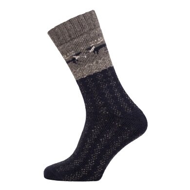 HomeOfSocks Wollsocken Thick Skandinavisch Rentier navyblau/grau - 1 Paar