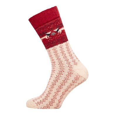 HomeOfSocks Wollsocken Thick Skandinavisch Rentier rot/beige - 1 Paar