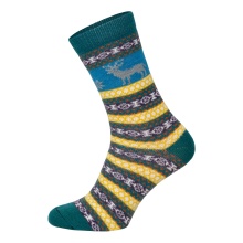 HomeOfSocks Wollsocken Hygge mit Elch Motiv bunt - 2 Paar