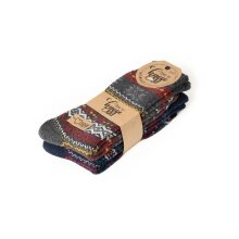 HomeOfSocks Wollsocken Hygge Norweger Design navyblau/grau/bunt - 2 Paar