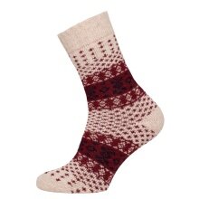 HomeOfSocks Wollsocken Hygge Bunt Jacquard beige/rot - 1 Paar