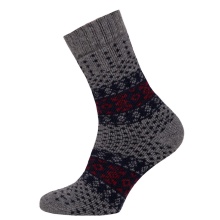 HomeOfSocks Wollsocken Hygge Bunt Jacquard dunkelgrau/rot - 1 Paar