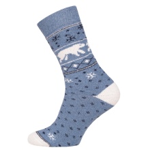 HomeOfSocks Wollsocken Hygge Ice Bear hellblau - 1 Paar