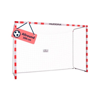 Hudora Fussballtor Allround (ideale Tor für den Freizeitsport, einfacher Aufbau) rot - 300x200x110cm