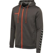 hummel Sport-Kapuzenjacke hmlAUTHENTIC Poly Zip Hoodie (gestrickter Polyester) mit Kapuze asphaltgrau Herren