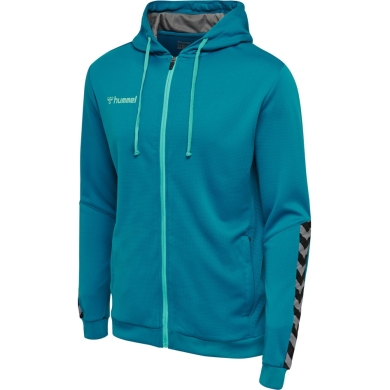 hummel Sport-Kapuzenjacke hmlAUTHENTIC Poly Zip Hoodie (gestrickter Polyester) mit Kapuze tealblau Herren