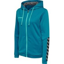 hummel Sport-Kapuzenjacke hmlAUTHENTIC Poly Zip Hoodie (gestrickter Polyester) tealblau Damen