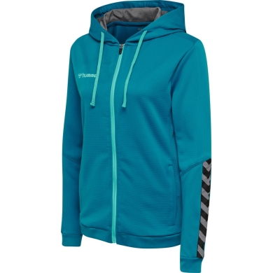 hummel Sport-Kapuzenjacke hmlAUTHENTIC Poly Zip Hoodie (gestrickter Polyester) tealblau Damen